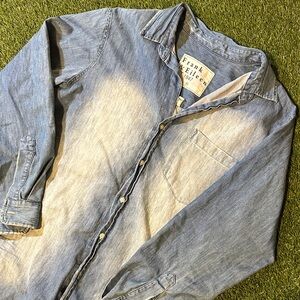 Frank & Eileen Rory Distressed Famous Denim Maxi Shirtdress Blue Size XL